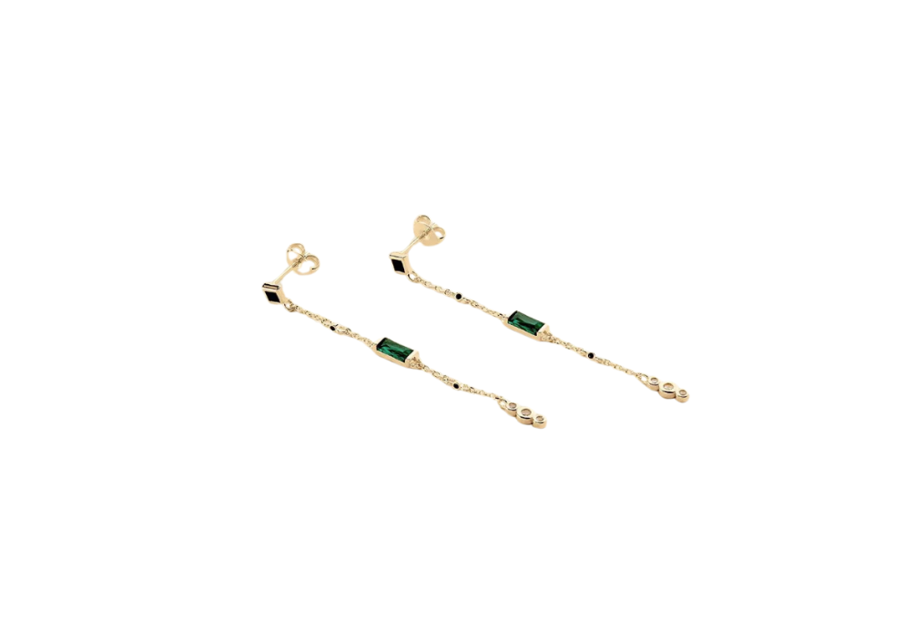 Pendientes largos SCARLET Verde / Dorado