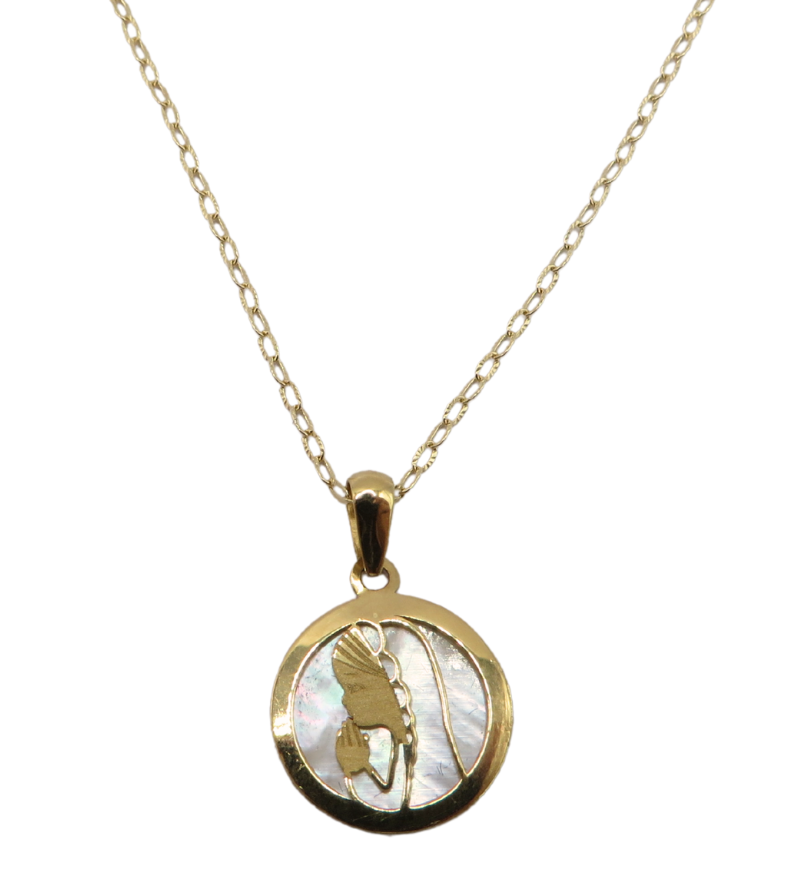 Medalla de oro amarillo de 18K con cadena bilbao de 45cm