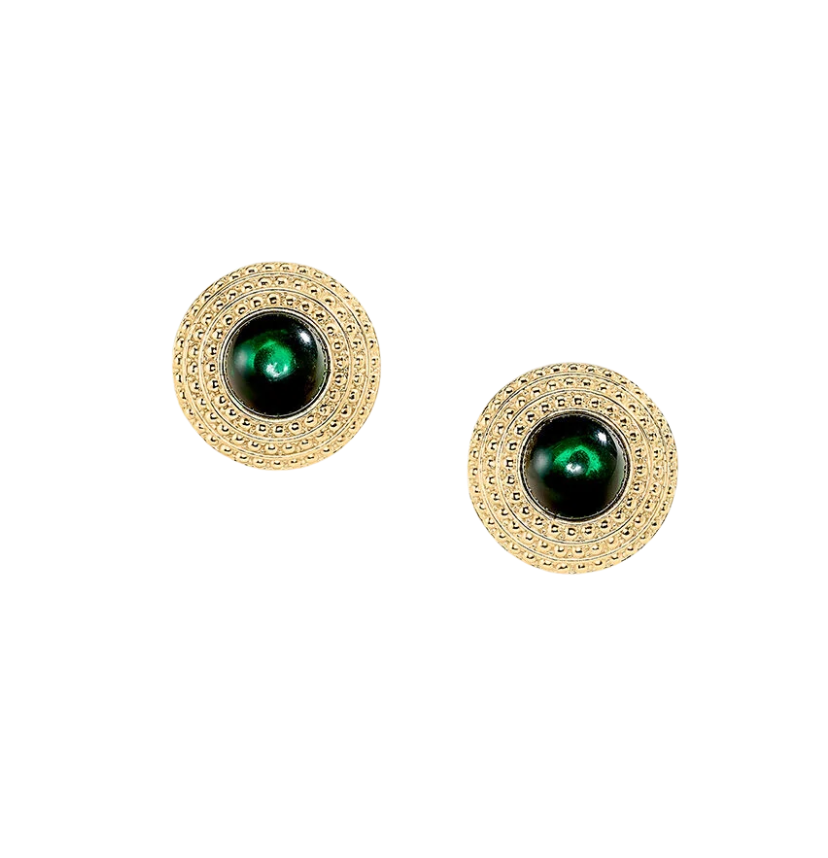 Pendientes de clip N-13 Verde / Dorado