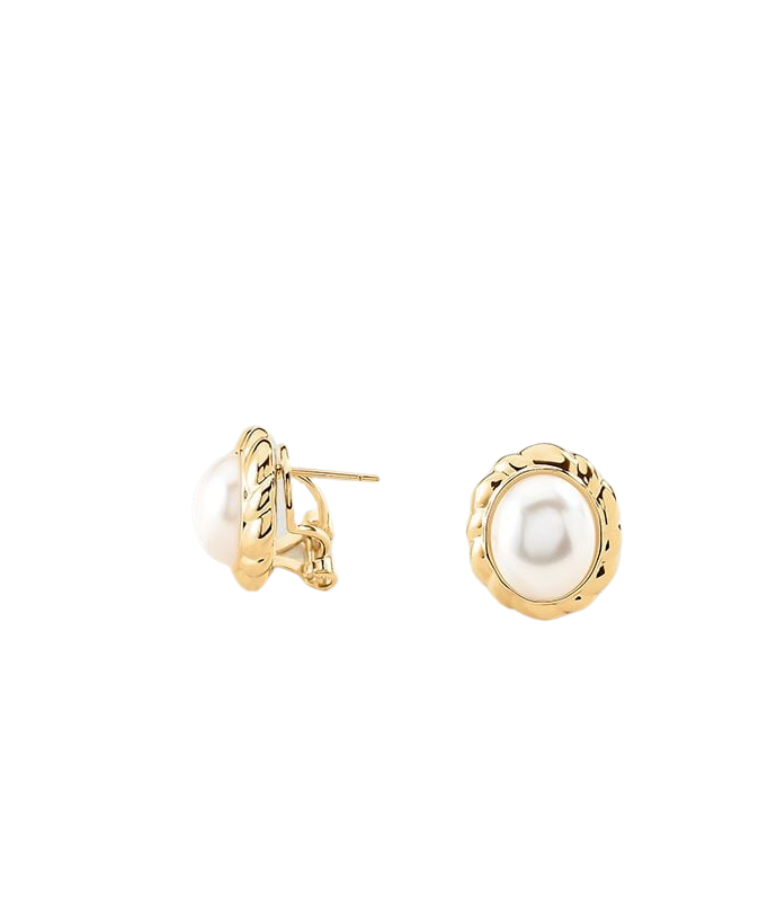 Pendientes largos N-13 perla / oro