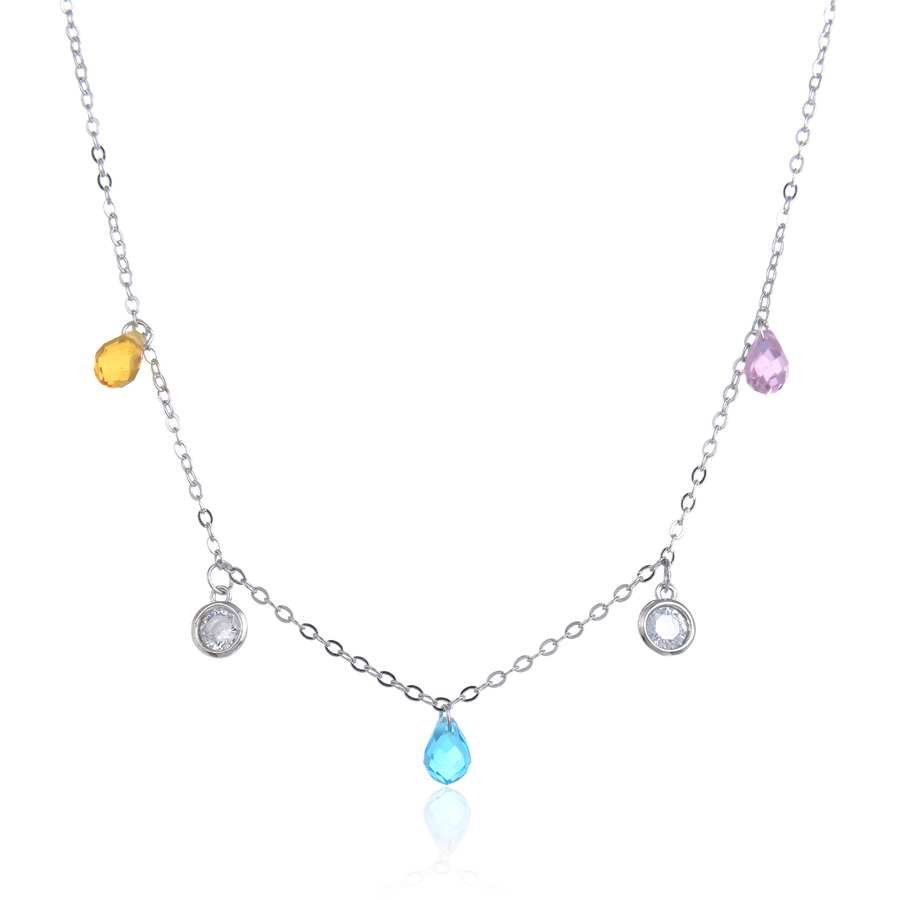 Gargantilla de Plata con Piedras de Color