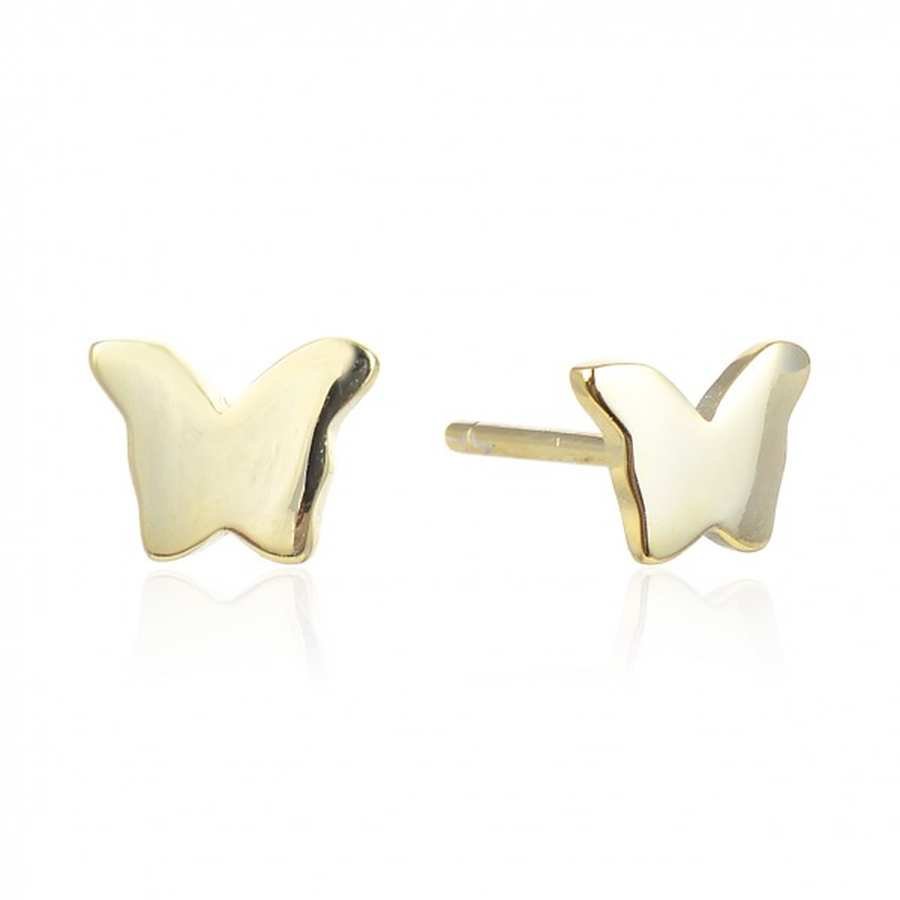 Pendientes de Plata Dorada Lisa - Mariposa