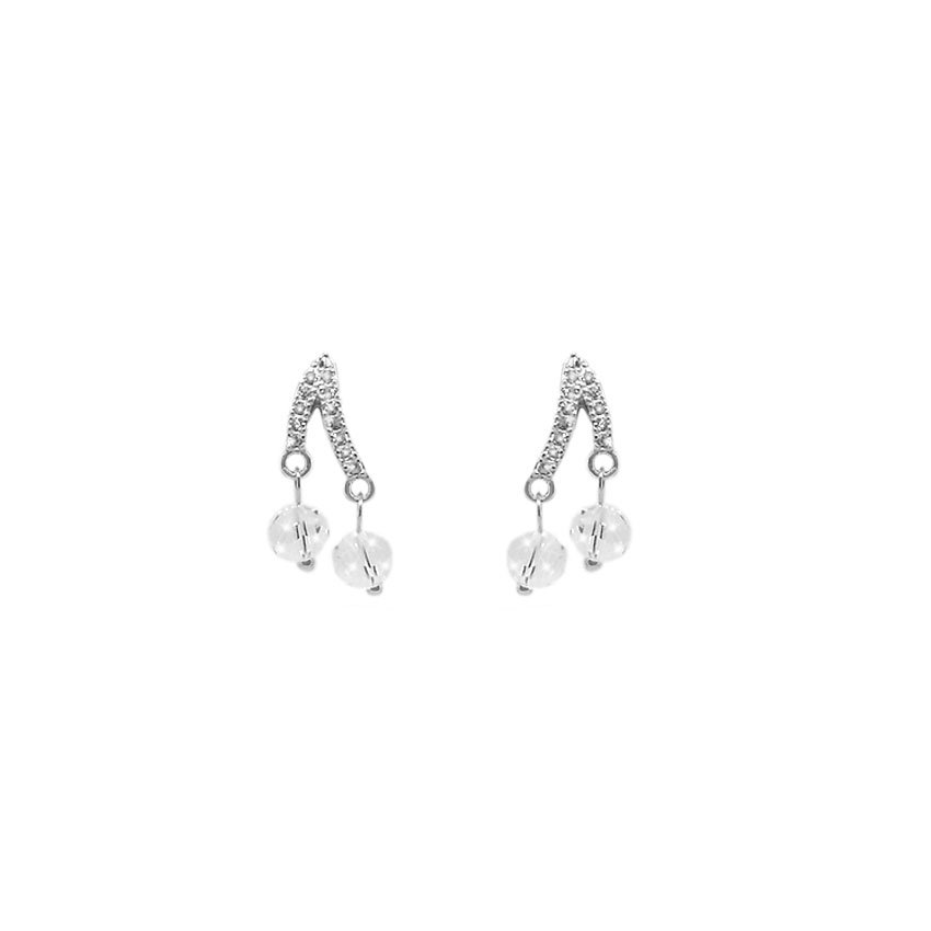 Pendientes de Plata con Circonitas - Circonitas Doble esfera Swarovski