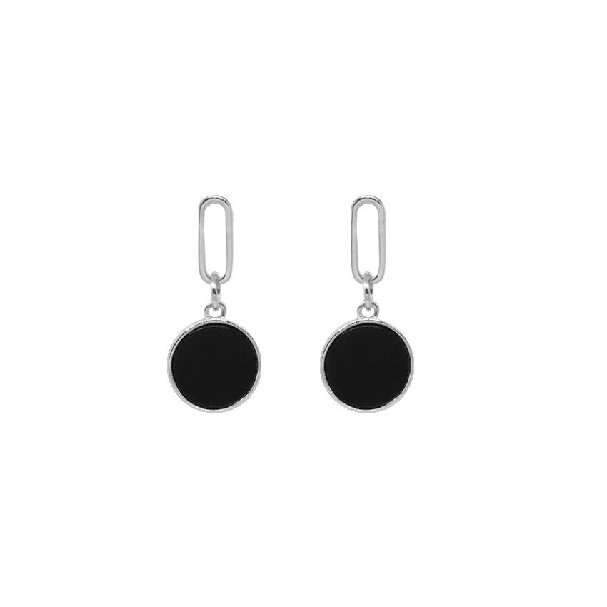 Pendientes de Plata - Colgante Circulo Negro