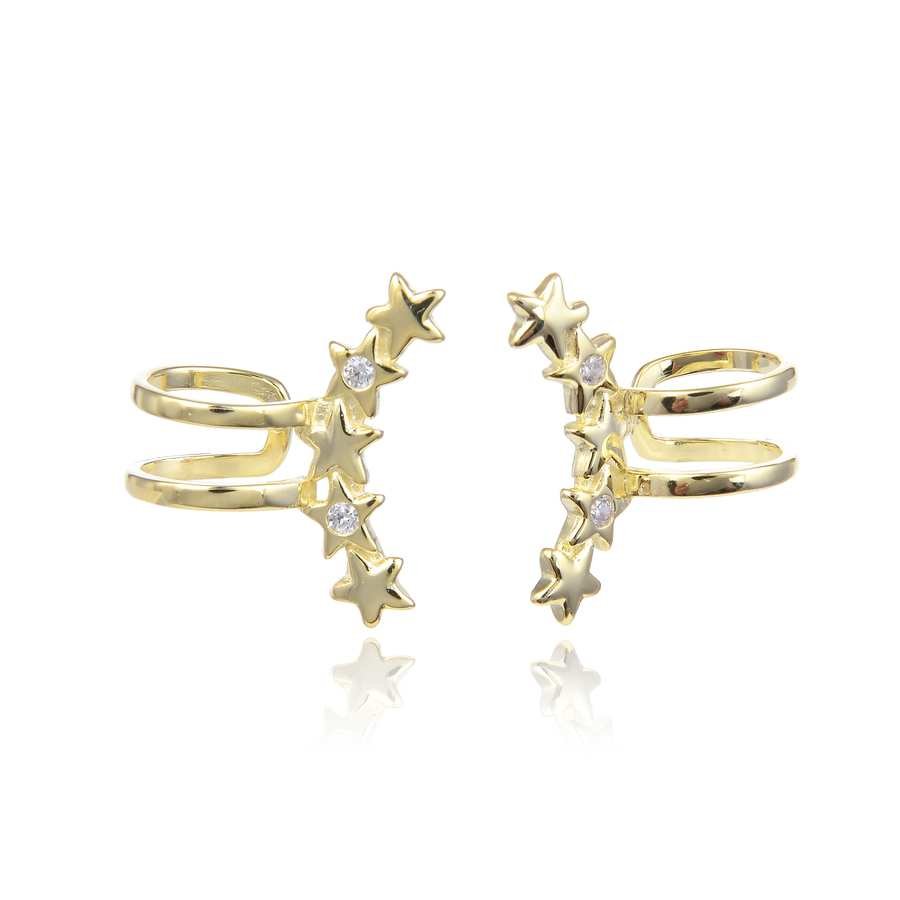 Pendientes de Plata  con Circonitas de Cartílago - Estrellas
