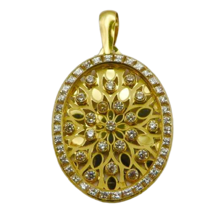 Colgante de oro 18K con circonitas blancas, 22mm x 17,50mm