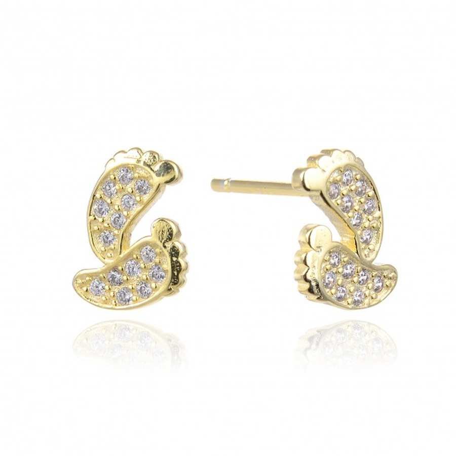 Pendientes de Plata Dorada con Circonitas- Pies