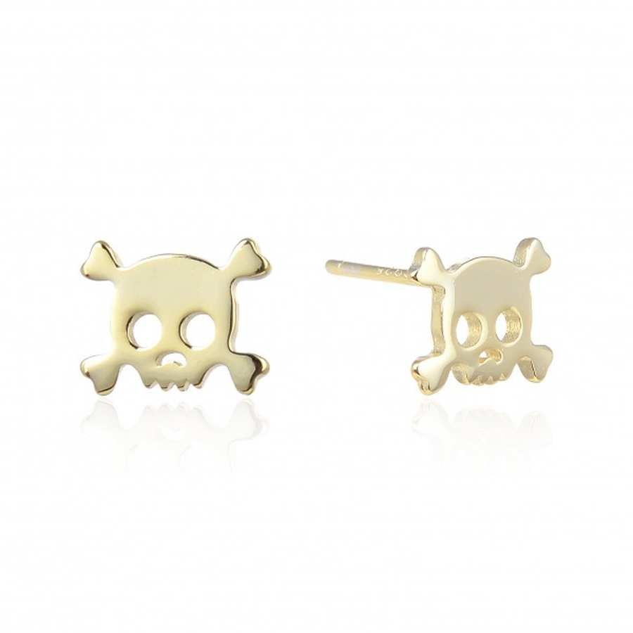 Pendientes de Plata Dorada Lisa -Calavera