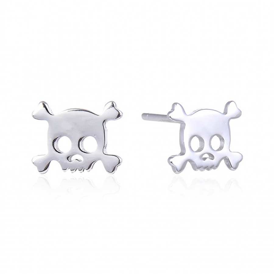 Pendientes de Plata Lisa -Calavera